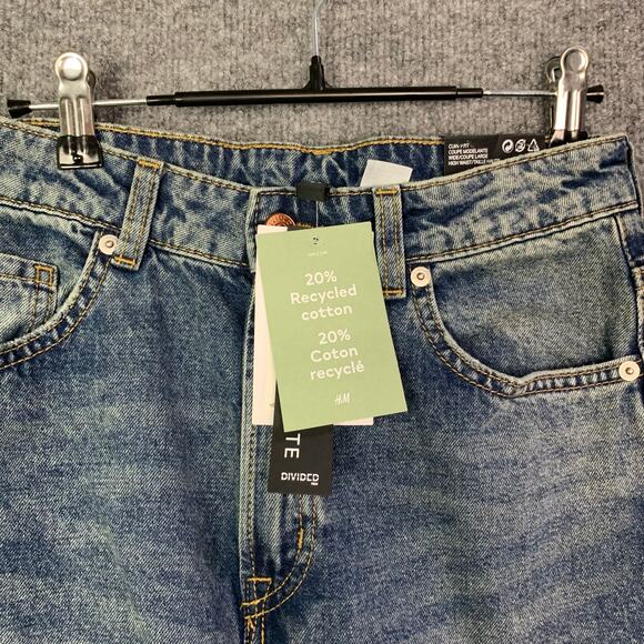 NEW H&M Curvy Wide-Leg High-Waist Jeans Sz 2 Blue‎ Stretch Denim - Picture 8 of 12